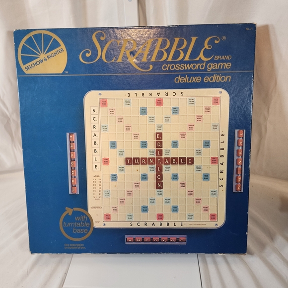 Vintage 1982 Scrabble Deluxe Edition w/ Turntable Base - Complete - No. 71 - Picture 1 of 5